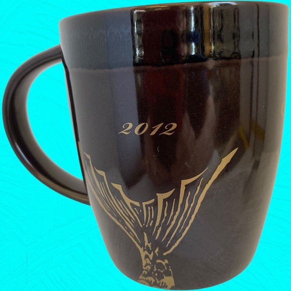 2012 Starbucks Anniversary Mug Brown & Gold Siren Mermaid w/ Star Crown - Picture 2 of 9